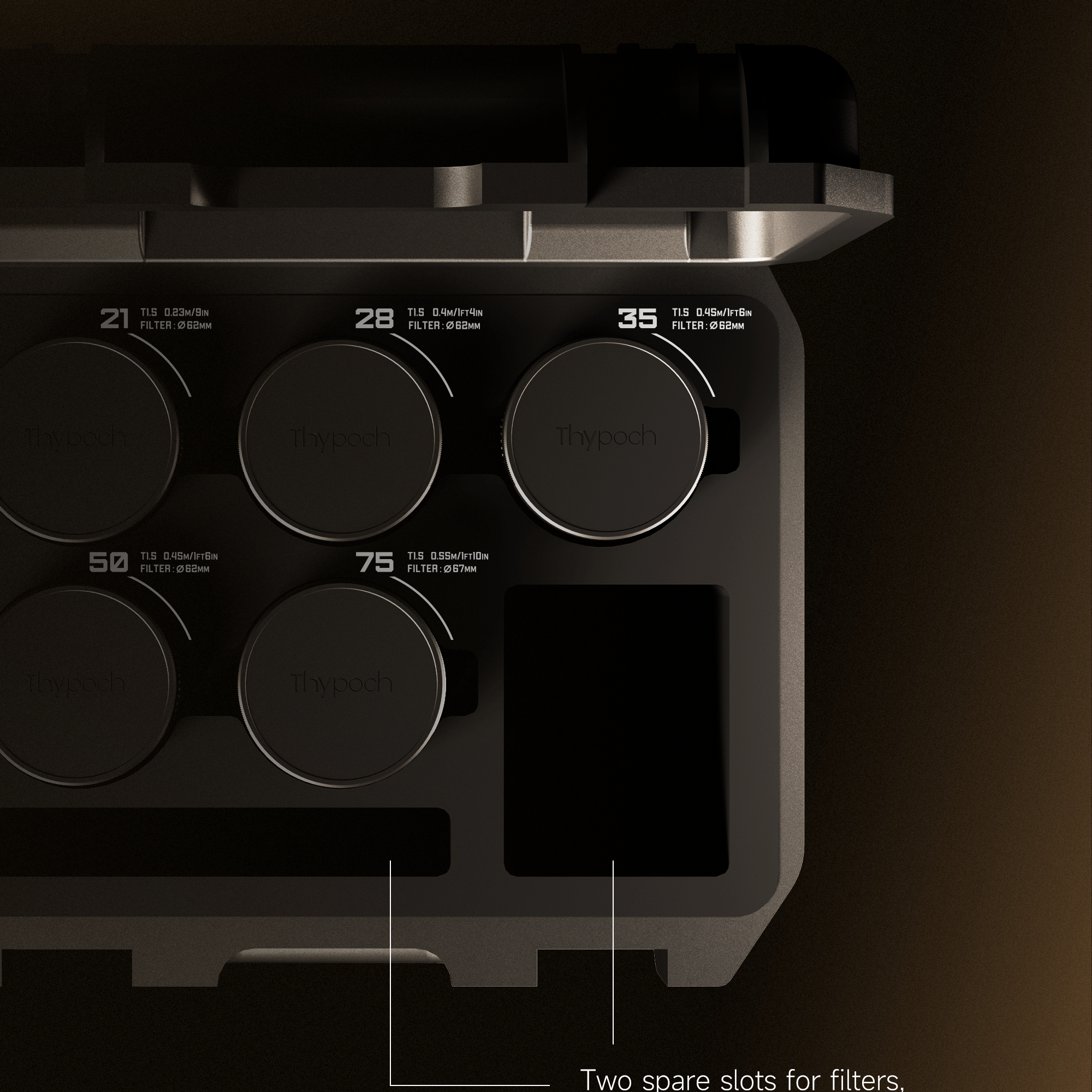 Pelican Custom Foam Insert for Simera-C with two additional slots for filters, adapters, and tools.