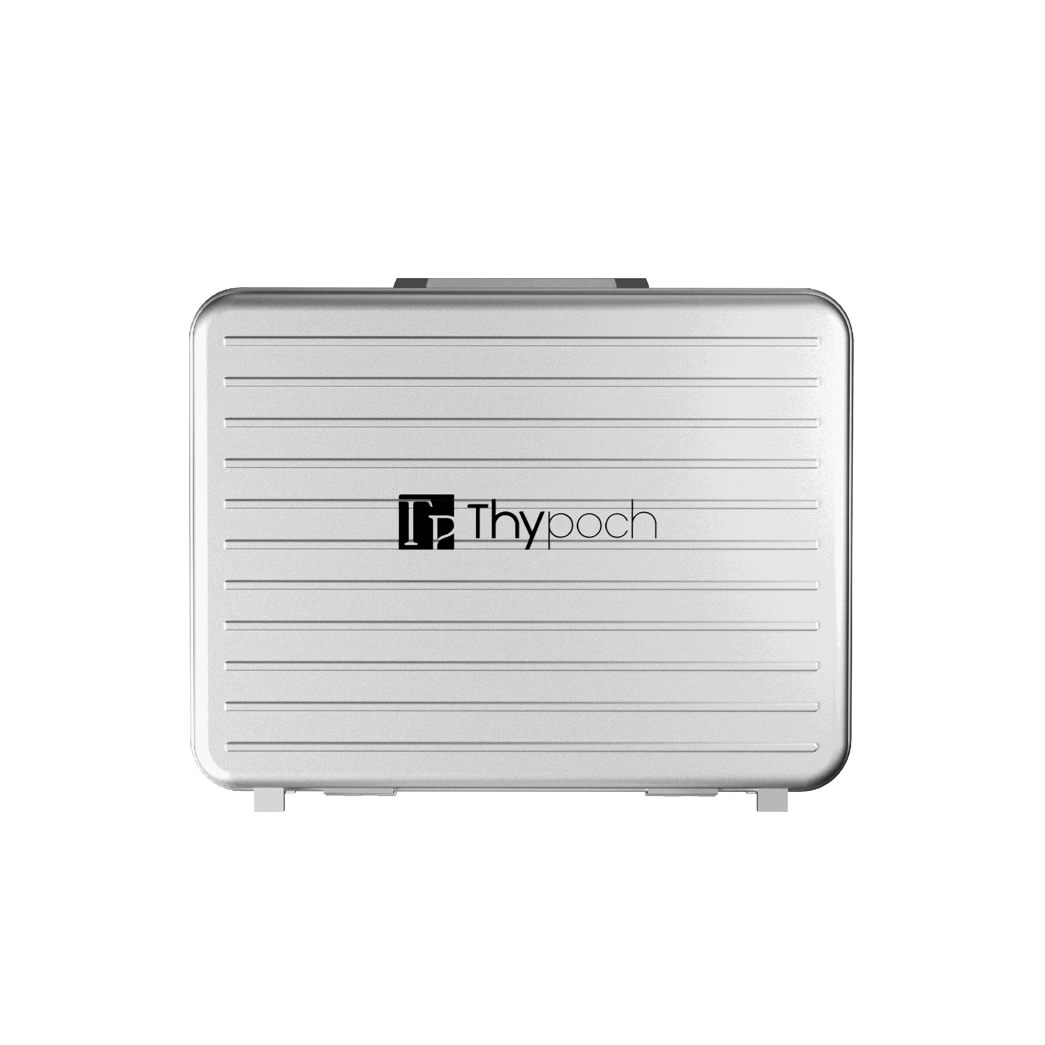 Simera-C Lenses Hard Case in silver with foam insert and folding handle.