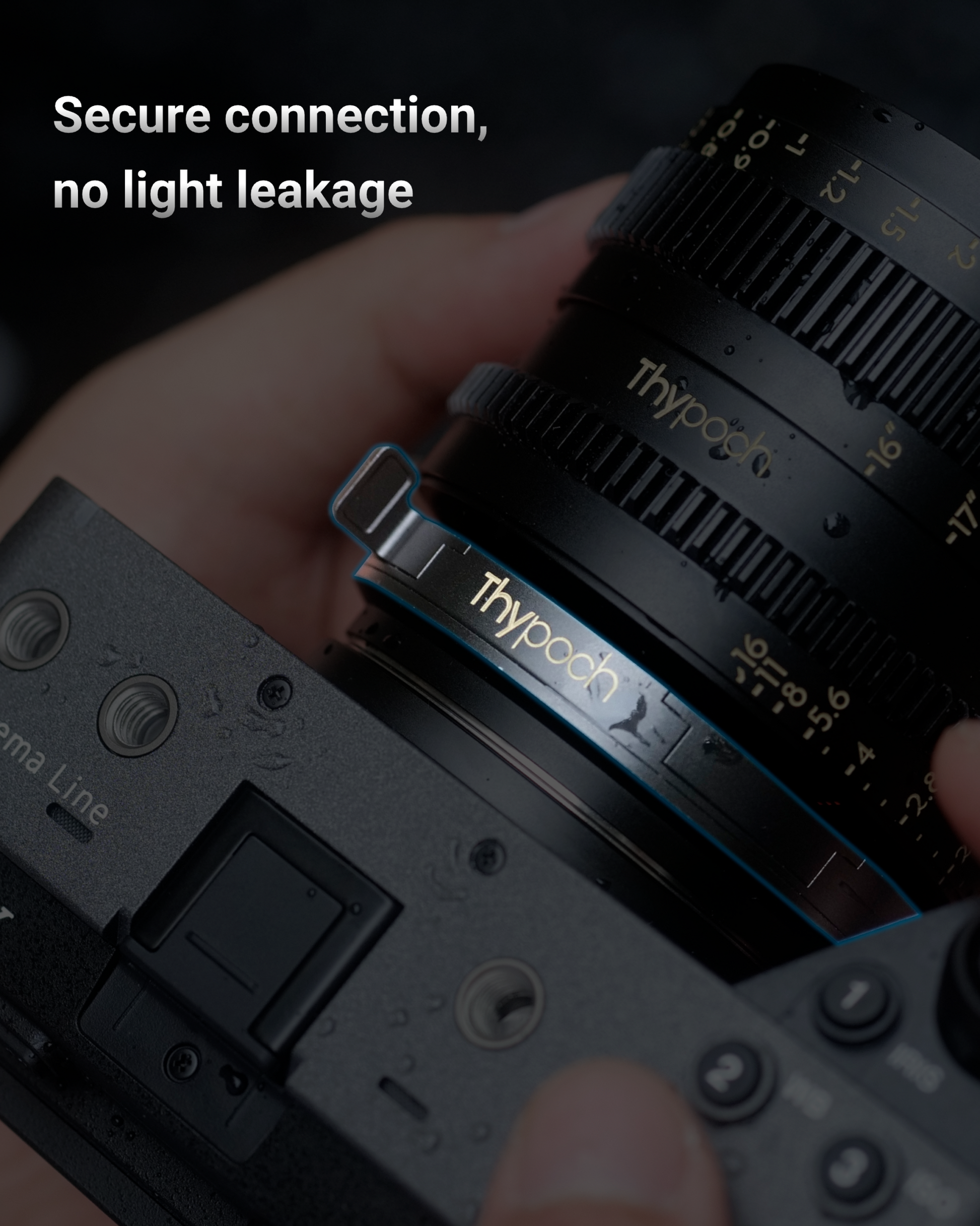 Thypoch M Lens Mount Adapter with secure connection and no light leakage for Leica M lenses on Canon RF and other mounts, durable aerospace-grade aluminum design for multi-system and cine camera use.