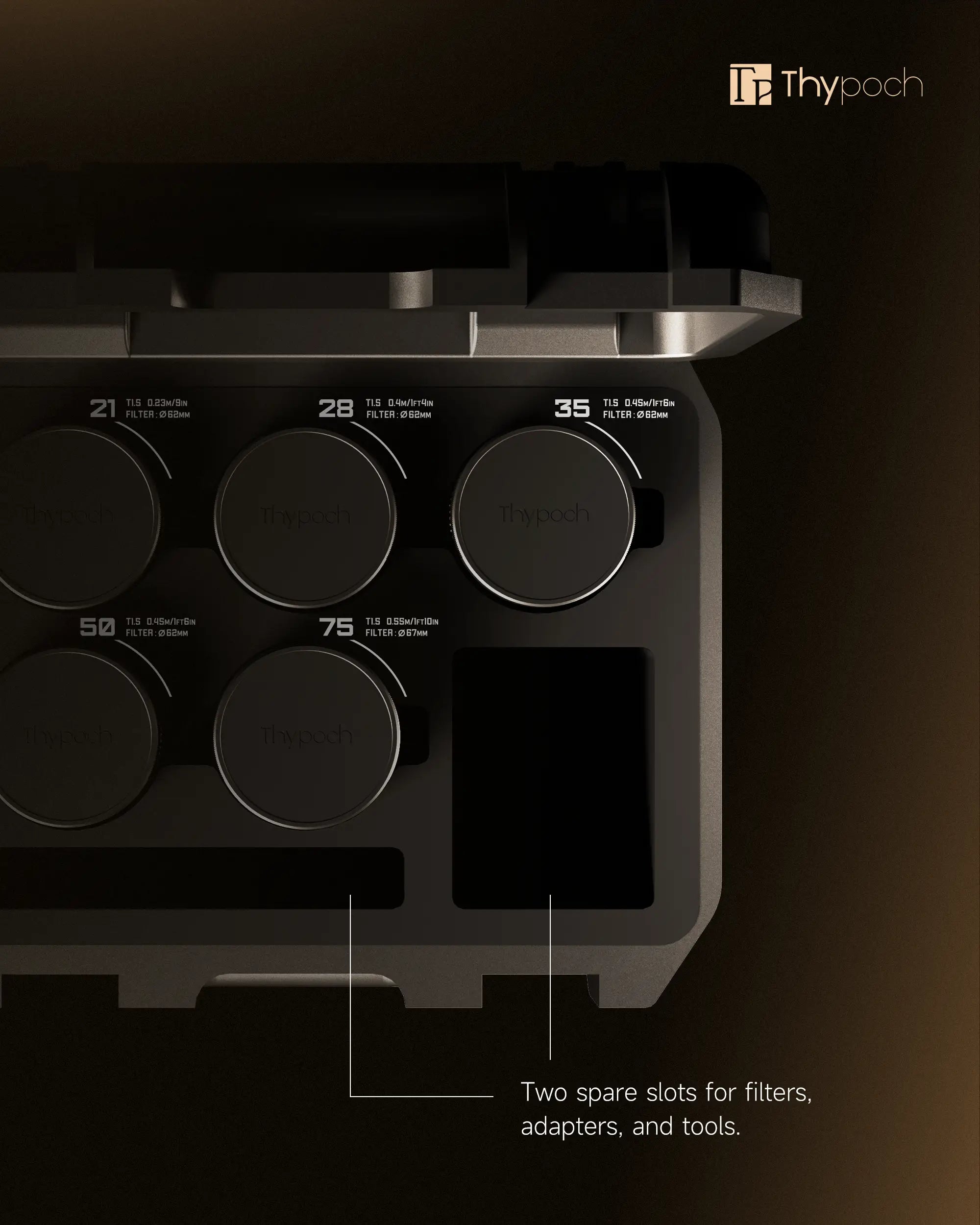 Pelican Custom Foam Insert for Simera-C with two additional slots for filters, adapters, and tools.