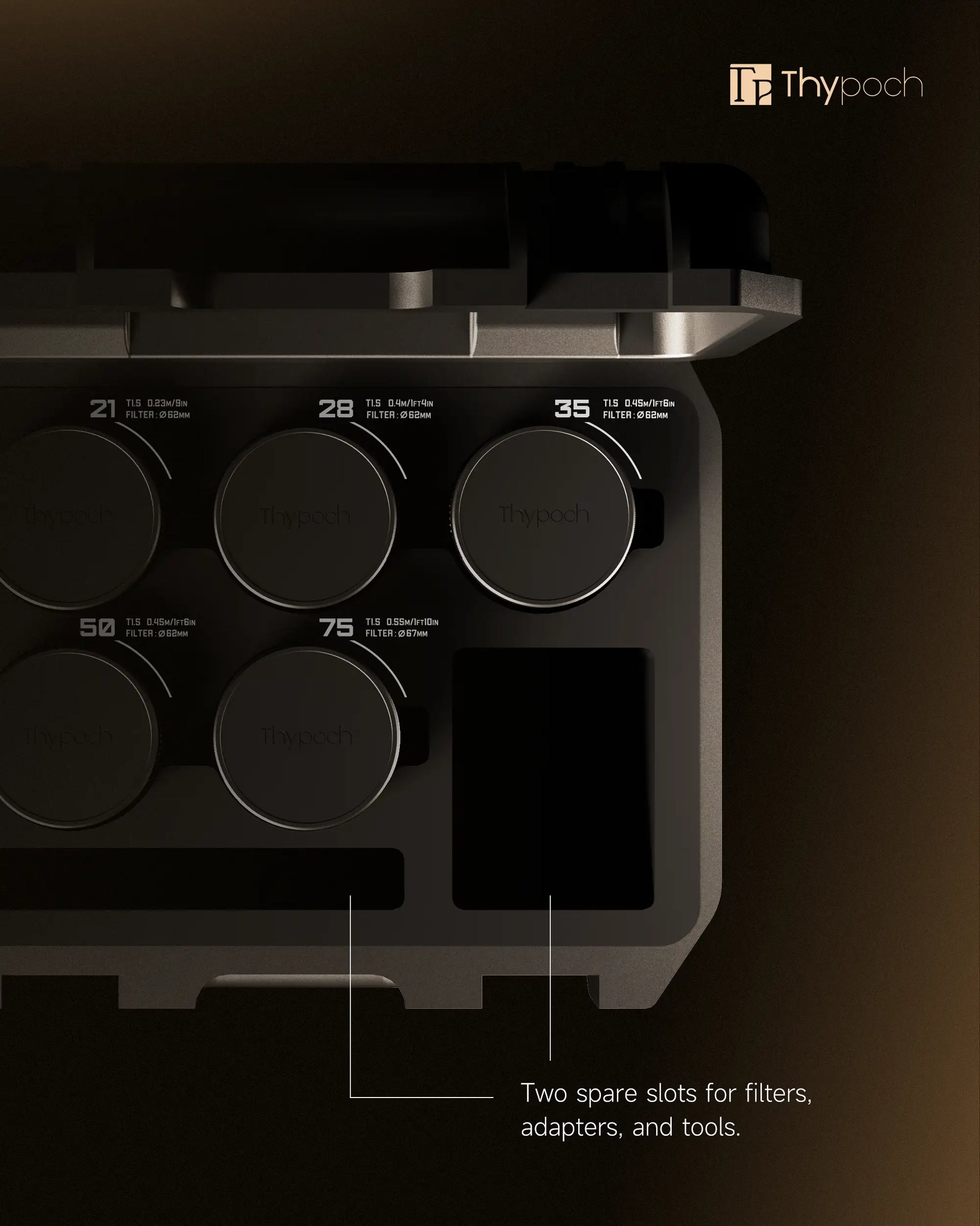 Pelican Custom Foam Insert for Simera-C with two additional slots for filters, adapters, and tools.