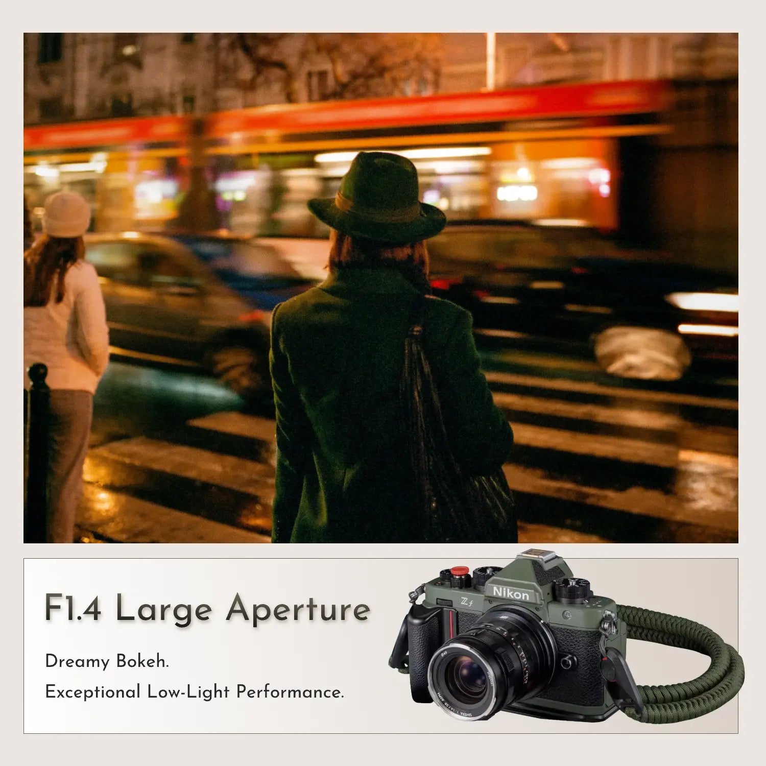 Simera 28mm f/1.4 manual lens compatible with Fujifilm X, Canon RF, Sony E, Nikon Z, and Leica M mounts offers large aperture and smooth bokeh for low-light photography.