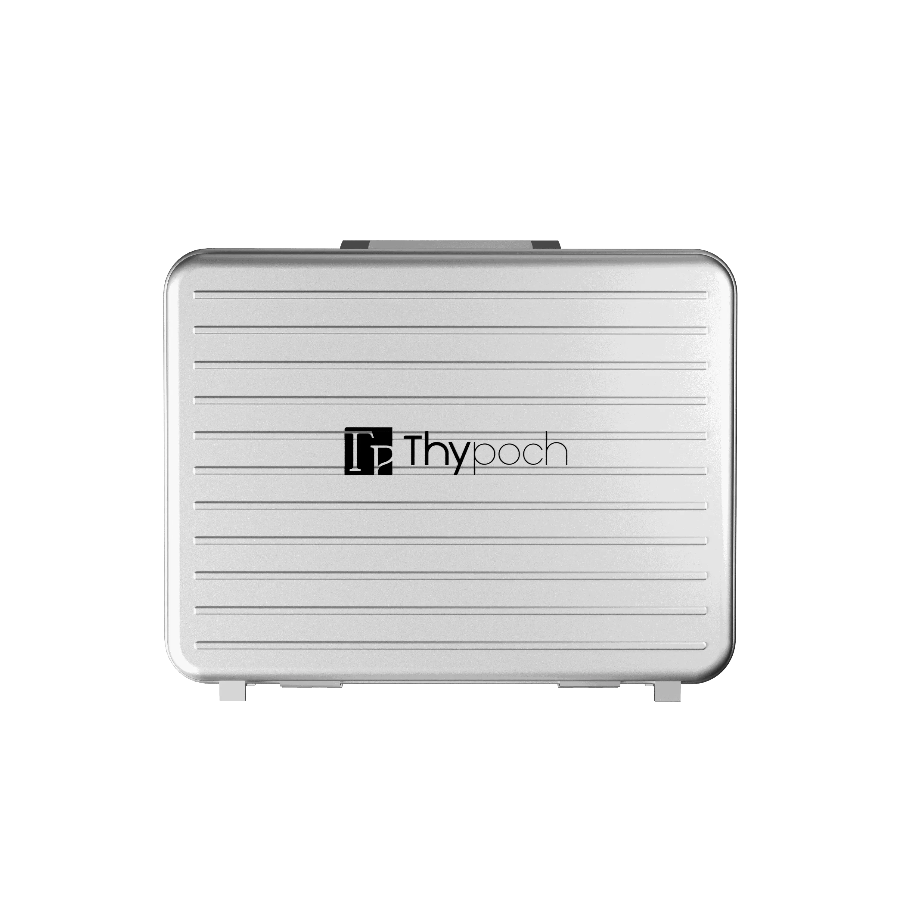 Simera-C Lenses Hard Case in silver with foam insert and folding handle.