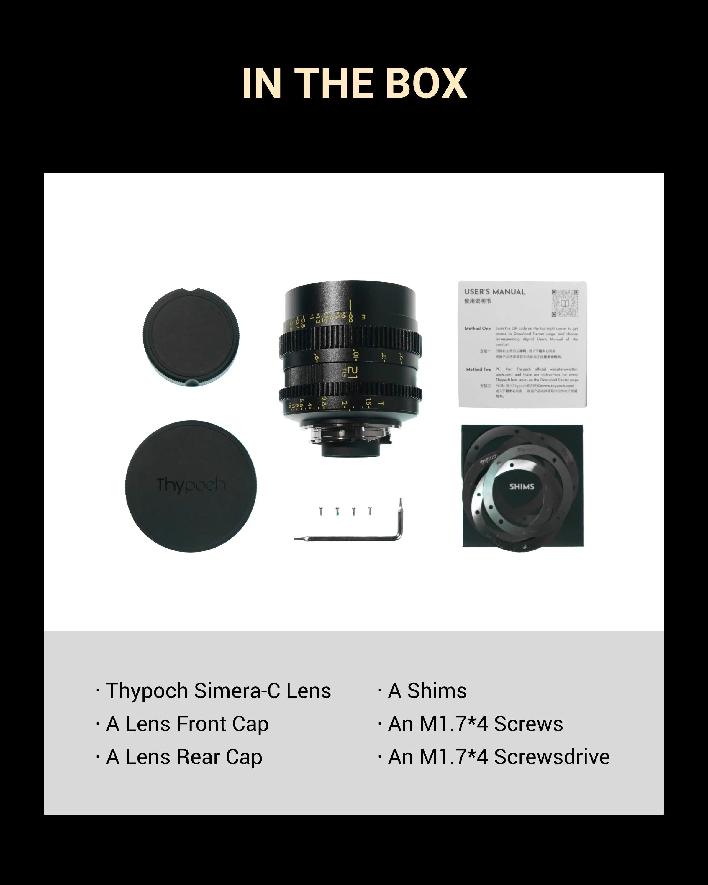 Simera-C | 21/28/35/50/75mm T1.5 E/M Mount Cine Lens Kit – Thypoch