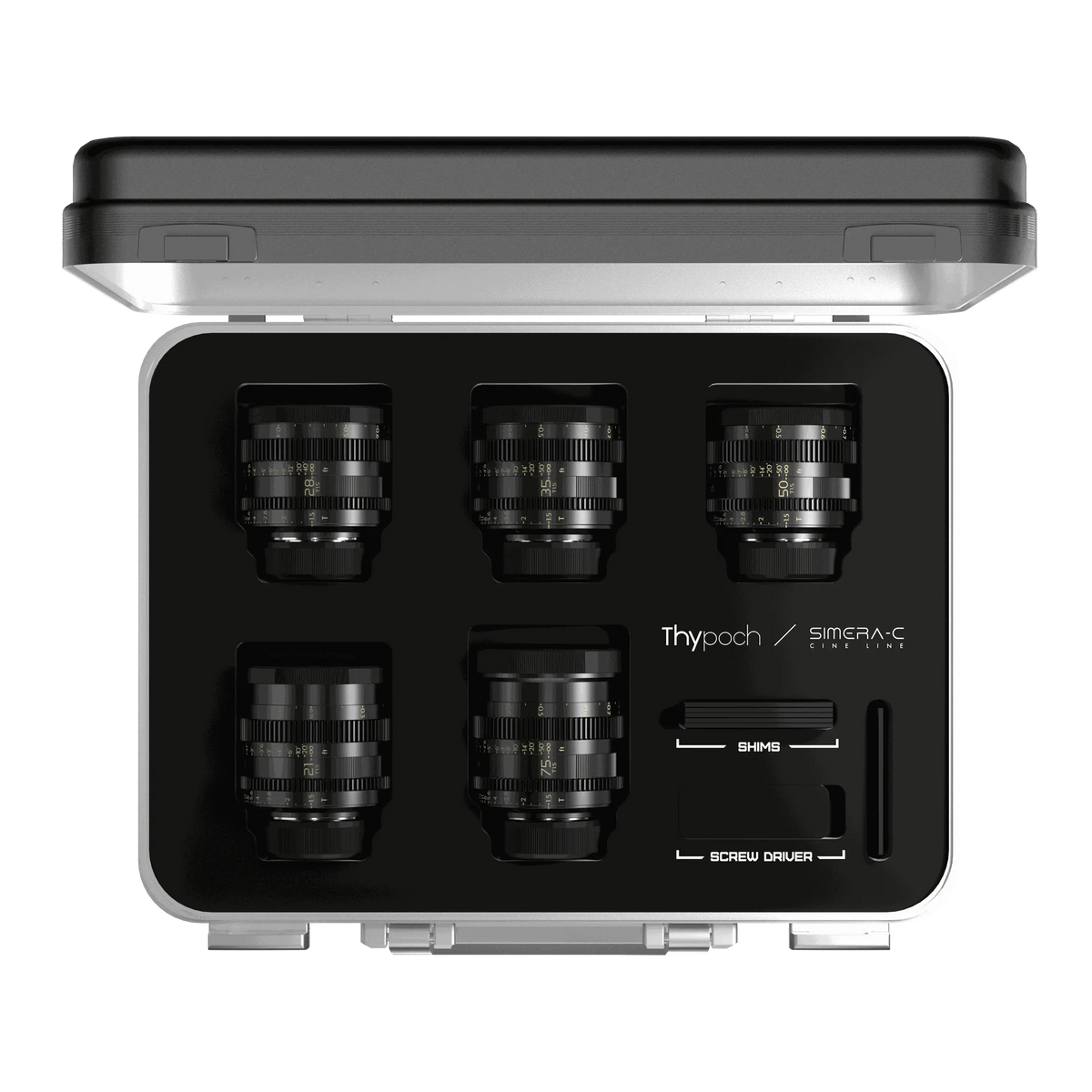Simera-C | 21/28/35/50/75mm T1.5 E/M Mount Cine Lens Kit – Thypoch Simera-C | 21/28/35/50/75mm T1.5 E/M Mount Cine Lens Kit – Thypoch
