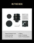 Simera-C manual cine camera lens with Leica M mount, lens caps, screws, and screwdriver kit for Sony E-mount and full-frame cameras